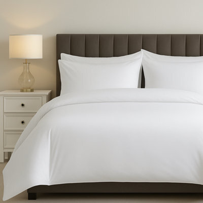 Sweet Dreams Elegant Percale 200 Thread Count Cotton Duvet Cover Set With Pillowcases White