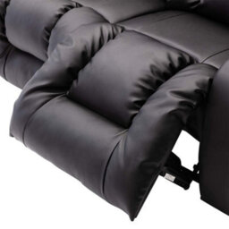 More4Homes Caesar Manual High Back Luxury Bond Grade Leather Recliner 2 Seater Sofa (Black) - thumbnail 4
