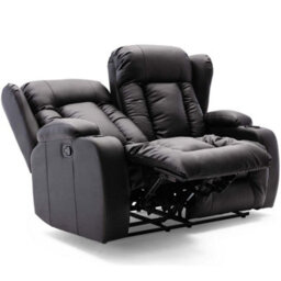 More4Homes Caesar Manual High Back Luxury Bond Grade Leather Recliner 2 Seater Sofa (Black) - thumbnail 3