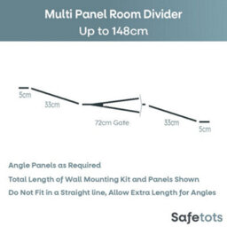 Safetots Premium Multi Panel Room Divider, Up To 148Cm Wide, Grey, 70Cm Tall, Flexible Barrier With Door For Baby And Toddler - thumbnail 3