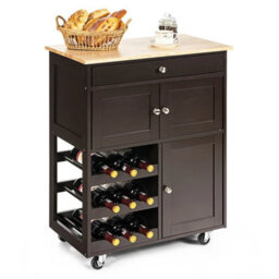 Rolling Kitchen Storage Trolley Cart Cupboard Island Cabinet 3 Tier Wine Rack - thumbnail 3