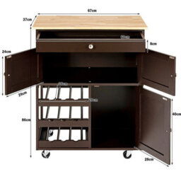 Rolling Kitchen Storage Trolley Cart Cupboard Island Cabinet 3 Tier Wine Rack - thumbnail 2