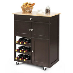 Rolling Kitchen Storage Trolley Cart Cupboard Island Cabinet 3 Tier Wine Rack - thumbnail 4