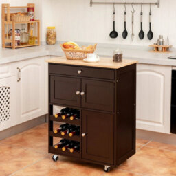 Rolling Kitchen Storage Trolley Cart Cupboard Island Cabinet 3 Tier Wine Rack - thumbnail 6