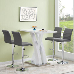 Furniture in Fashion Axara White High Gloss Bar Table With 4 Ripple Grey Stools - thumbnail 1