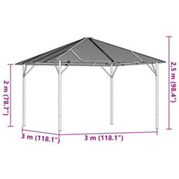 Berkfield Durable Gazebo With Roof 3X3 M Anthracite - thumbnail 5