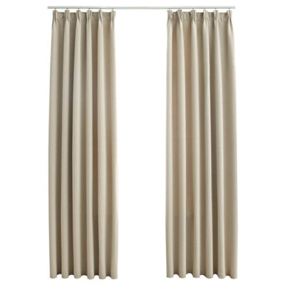 Berkfield Elegant Blackout Curtains With Hooks 2 Pcs Beige 140X225 Cm