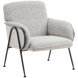 Wyld And Coco Century Modern Armchair Black-And-White Polyester Upholstery Metal Frame - Hairpin Legs - thumbnail 4