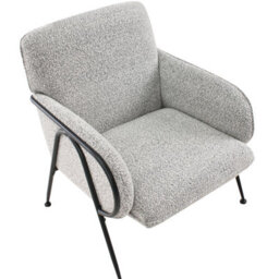 Wyld And Coco Century Modern Armchair Black-And-White Polyester Upholstery Metal Frame - Hairpin Legs - thumbnail 7