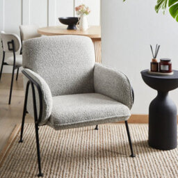 Wyld And Coco Century Modern Armchair Black-And-White Polyester Upholstery Metal Frame - Hairpin Legs - thumbnail 2