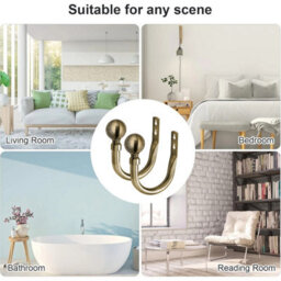 Oxford Homeware Satin Antique Brass Effect Curtain Hold Back With Metal Ball Finials Heavy Duty Durable Wall Tie Backs Pair - thumbnail 8