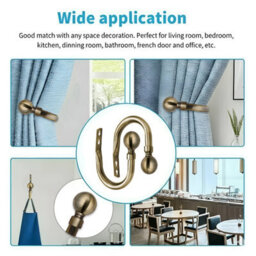 Oxford Homeware Satin Antique Brass Effect Curtain Hold Back With Metal Ball Finials Heavy Duty Durable Wall Tie Backs Pair - thumbnail 7