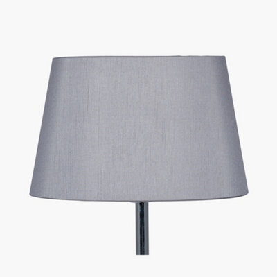 Pacific Lifestyle 40Cm Steel Grey Oval Polysilk Tapered Shade - image 1