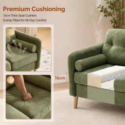 Green 2 Seater Sofa, Small Sofa With Thicken Cushion And Pillows - thumbnail 4