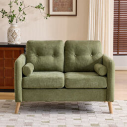 Green 2 Seater Sofa, Small Sofa With Thicken Cushion And Pillows - thumbnail 1