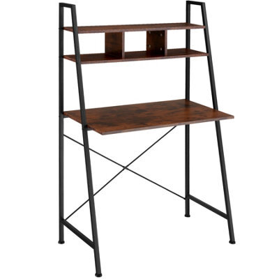 Tectake Desk Exeter - Overhead Storage Shelves, 3 Compartments 46,5 Cm - Industrial Wood Dark, Rustic - image 1