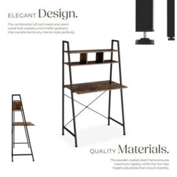 Tectake Desk Exeter - Overhead Storage Shelves, 3 Compartments 46,5 Cm - Industrial Wood Dark, Rustic - thumbnail 4