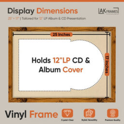 "AK Frames 25X17"" Rustic Oak Modern Vinyl Record Frame With Ivory Mount For 12 Inch Lp Cover & Disc - Overlapped Design" - thumbnail 2