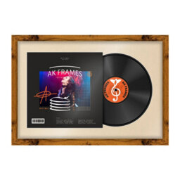"AK Frames 25X17"" Rustic Oak Modern Vinyl Record Frame With Ivory Mount For 12 Inch Lp Cover & Disc - Overlapped Design" - thumbnail 1