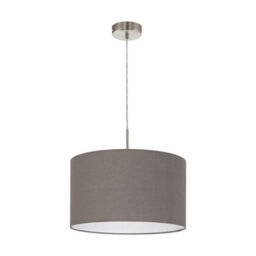 Stylish Satin Nickel Pendant Ceiling Light With Anthracite Brown Fabric Shade - thumbnail 1