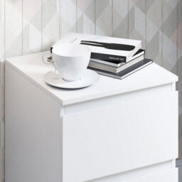 Fwstyle Stora White 2 Drawer Bedside Chest Table Nightstand (H) 55Cm (W) 40Cm (D) 40Cm Extra Deep Drawers - thumbnail 7