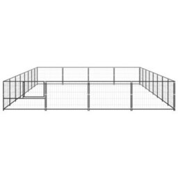 Berkfield Durable Dog Kennel Black 32 M2 Steel - thumbnail 3