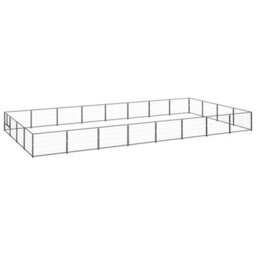 Berkfield Durable Dog Kennel Black 32 M2 Steel - thumbnail 2