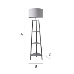 Valuelights Hiru Grey 3 Tier Shelf Floor Lamp With Grey Drum Shade - thumbnail 9