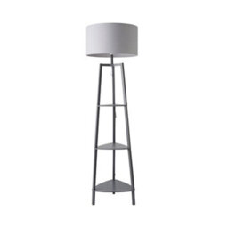 Valuelights Hiru Grey 3 Tier Shelf Floor Lamp With Grey Drum Shade - thumbnail 8
