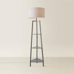 Valuelights Hiru Grey 3 Tier Shelf Floor Lamp With Grey Drum Shade - thumbnail 4
