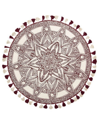 Beliani Loom Lux Cream Cotton Round Oriental Area Rug 120 Cm - Mandala Design, Low Pile - image 1