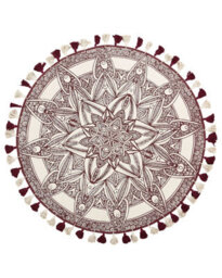 Beliani Loom Lux Cream Cotton Round Oriental Area Rug 120 Cm - Mandala Design, Low Pile - thumbnail 1