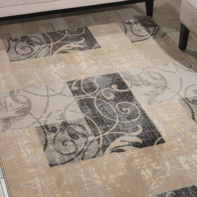 Multi Floral Geometric Luxurious Modern Easy To Clean Rug For Bedroom & Living Room-66 X 229Cm (Runner)