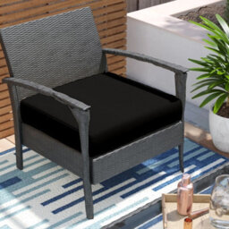 Crescent Waterproof Garden Furniture Seat Pad Cushions 50 X 50 X 5Cm Black Square Seat Pad For Indoor & Outdoor Rattan Chair - thumbnail 1
