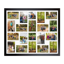 AK Frames 80X70Cm Matte Black Modern Multi Photo Frame With White Mount - Holds 20 Apertures (18X) 6X4, (2X) 4X4 Photos - thumbnail 1