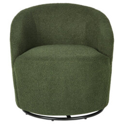Beliani Swivel Armchair Davik Boucle Dark Green - thumbnail 5