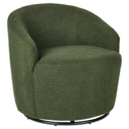 Beliani Swivel Armchair Davik Boucle Dark Green - thumbnail 4