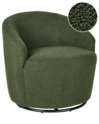 Beliani Swivel Armchair Davik Boucle Dark Green - thumbnail 1