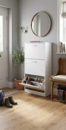 Home Treats Shoe Rack White Wooden 3 Drawer Shoe Cupboard Storage Cabinet For Upto 18 Pairs - thumbnail 5