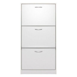 Home Treats Shoe Rack White Wooden 3 Drawer Shoe Cupboard Storage Cabinet For Upto 18 Pairs - thumbnail 1