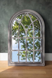 Deenz Arched Window Style Soho Mirror Gothic Design Grey-Rustic Plastic Framed Wall Mounted Indoor/outdoor Elegant Display 73X48Cm - thumbnail 4