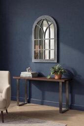 Deenz Arched Window Style Soho Mirror Gothic Design Grey-Rustic Plastic Framed Wall Mounted Indoor/outdoor Elegant Display 73X48Cm - thumbnail 3