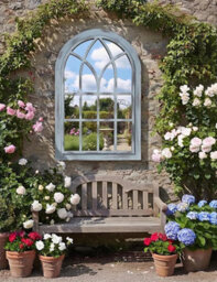 Deenz Arched Window Style Soho Mirror Gothic Design Grey-Rustic Plastic Framed Wall Mounted Indoor/outdoor Elegant Display 73X48Cm - thumbnail 1