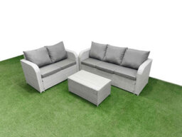 Fimous 5 Seater Pe Rattan Wicker Garden Furniture Conservatory Sofa Set Rectangular Coffee Table 3 Seater Sofa Love Sofa - thumbnail 1
