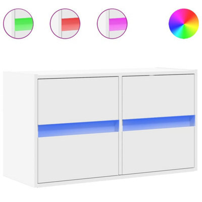 Berkfield Durable Tv Wall Cabinet With Led Lights White 80X31X45 Cm - image 1