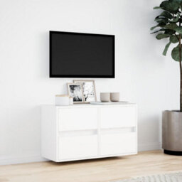 Berkfield Durable Tv Wall Cabinet With Led Lights White 80X31X45 Cm - thumbnail 4