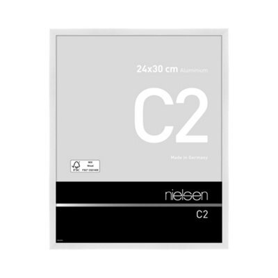 Nielsen C2 Polished White Aluminium Picture Frame 24X30Cm - With Float Glass And Push/turn Clips - image 1