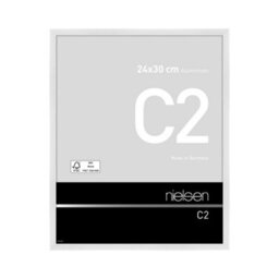 Nielsen C2 Polished White Aluminium Picture Frame 24X30Cm - With Float Glass And Push/turn Clips