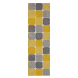 Melrose Salerno Yellow Square Patterned Design Large Indoor Area Runner Rug 60/230Cm - thumbnail 7