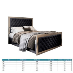 Maddison Upholstered Soft Velvet Metal Bed Frame - Black - thumbnail 4